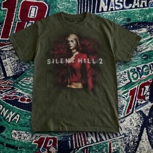 Silent Hill 2 Graphic Tee Military Green Unisex Horror Shirt